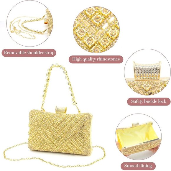 Sparkly Rhinestone Clutch for Women, Crystal Evening Bag for Wedding & Prom - Picture 4 of 7